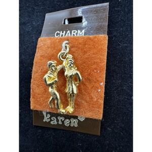 Vintage Gold Tone Dancing‎ Couple Charm - Karen NOS